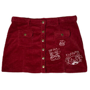 Disney Pixar Turning Red Panda Mei Corduroy Mini Snap Front Animated Skirt  XL